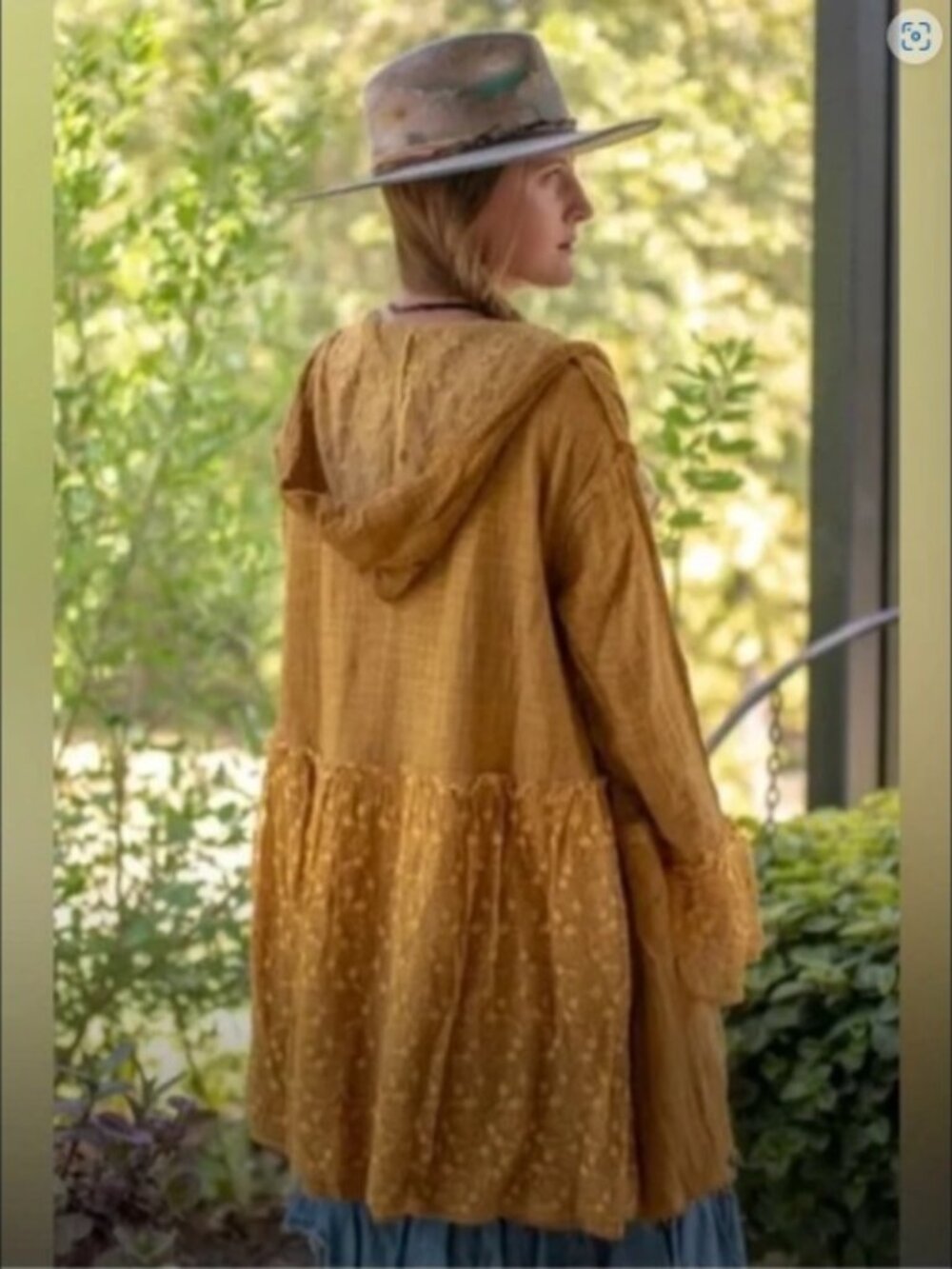 JADED GYPSY ELYSIA MINERAL WASH LACE TRIM HOODED JACKET sz S/M NWT